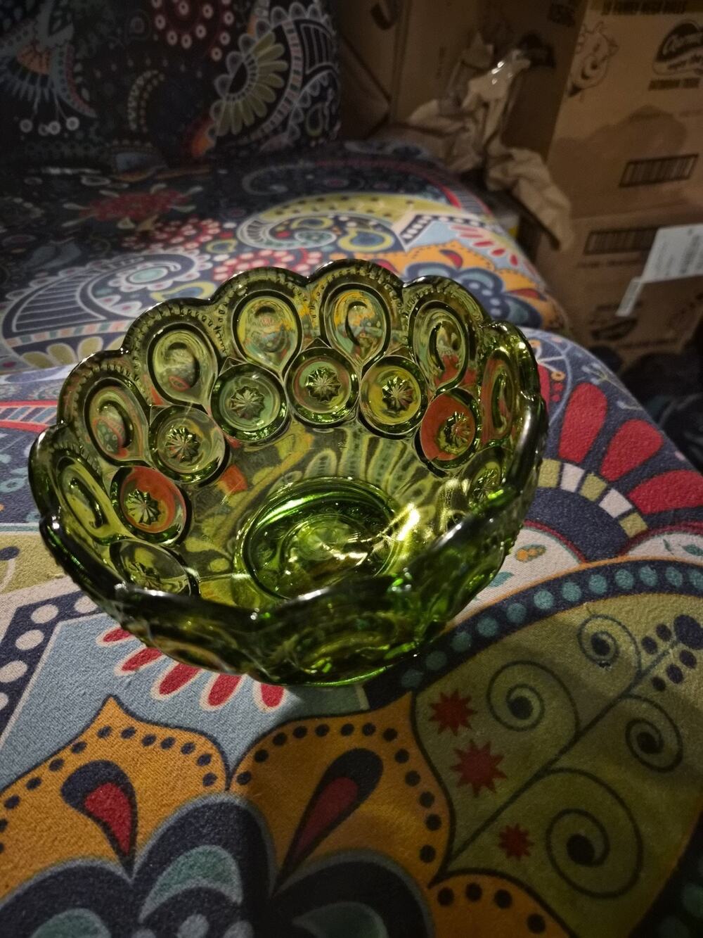 Green LE Smith Moon And Star Candy Dish